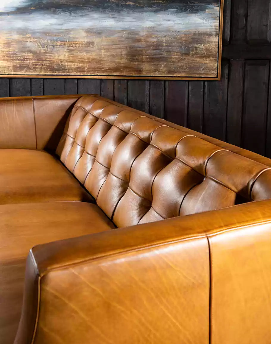 Hampton Tufted Leather Sofa