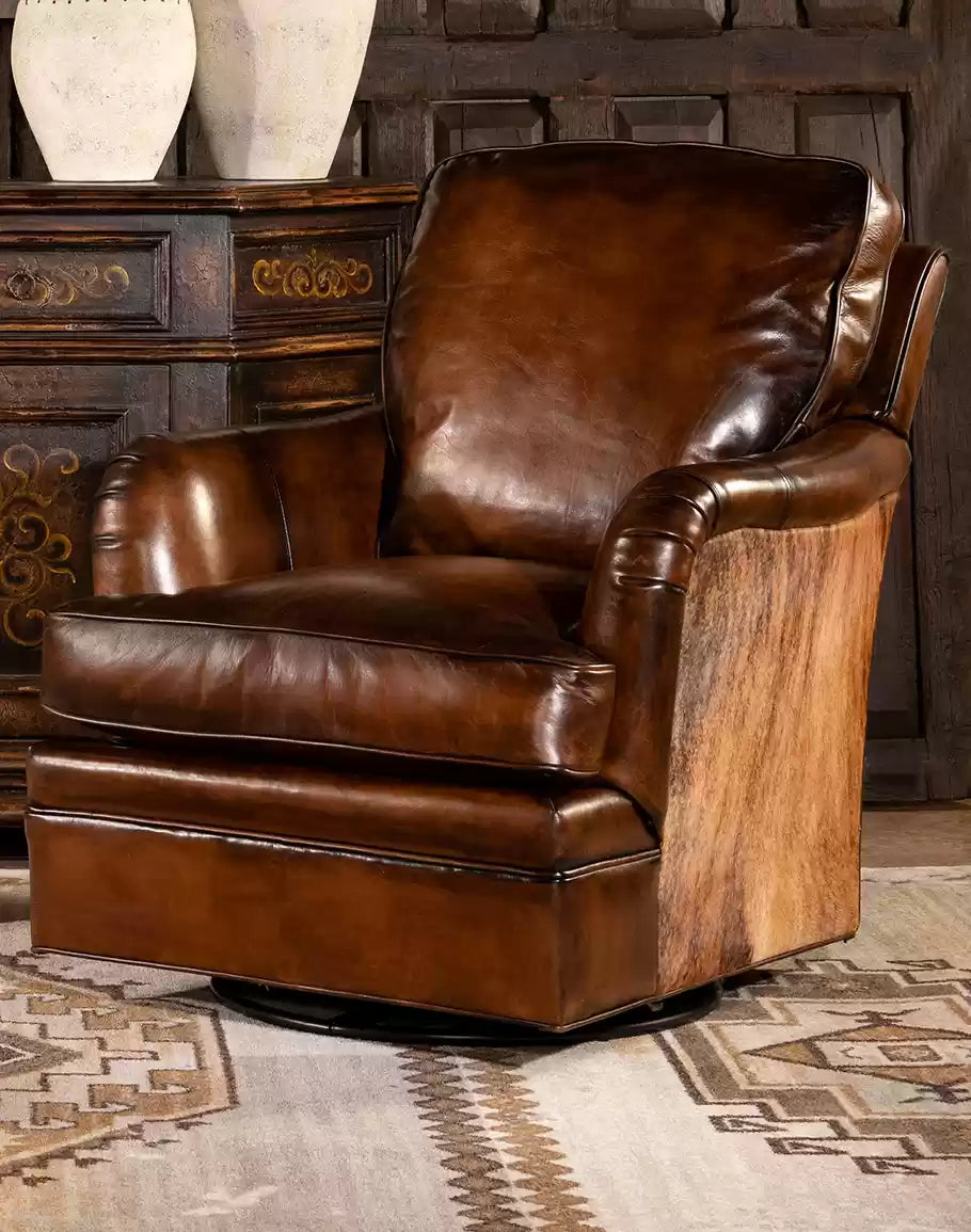 Hennessy Leather Swivel Glider