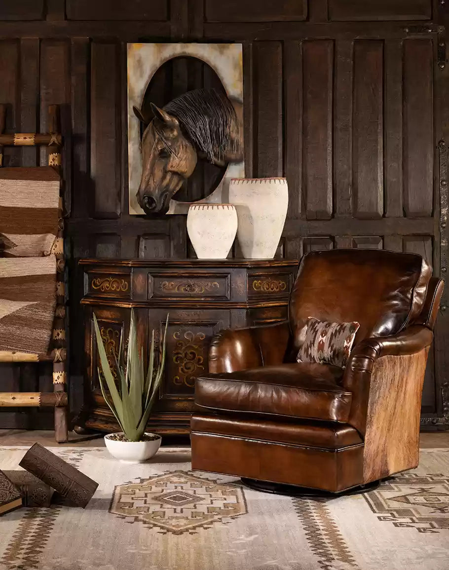 Hennessy Leather Swivel Glider
