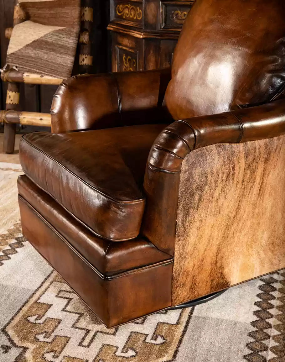 Hennessy Leather Swivel Glider