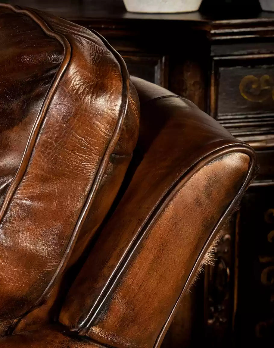 Hennessy Leather Swivel Glider