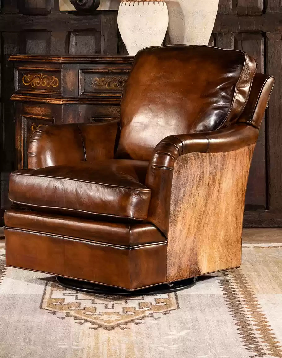 Hennessy Leather Swivel Glider