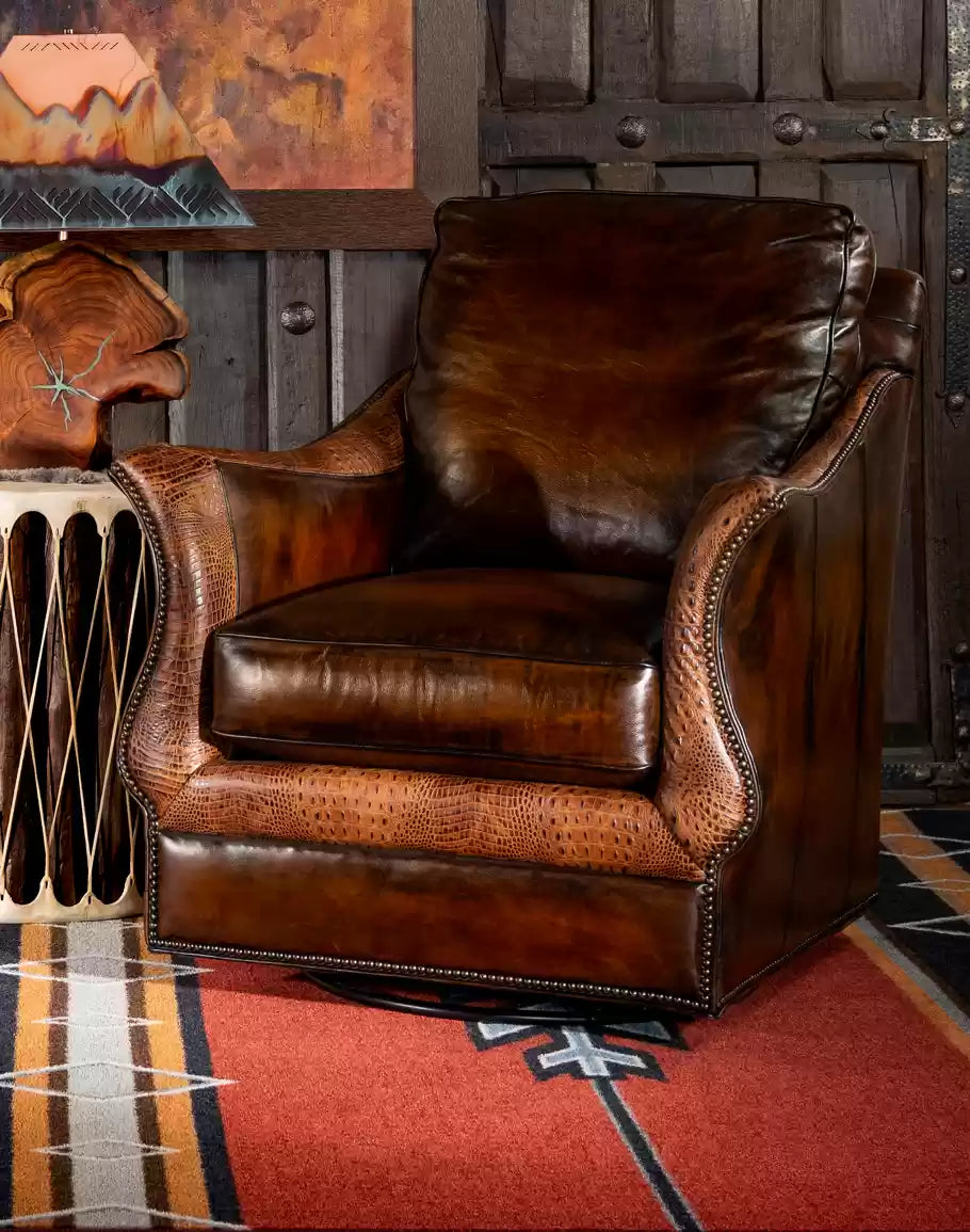 Calexico Leather Swivel Glider