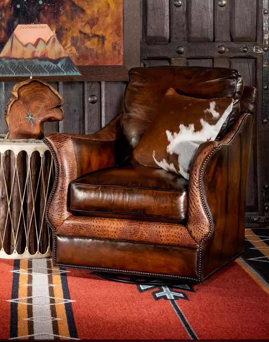 Calexico Leather Swivel Glider