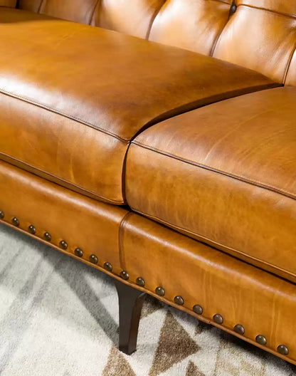 Hampton Tufted Leather Sofa
