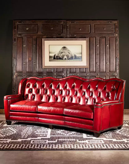 Oakley Red Leather Sofa