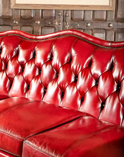 Oakley Red Leather Sofa