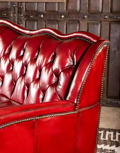 Oakley Red Leather Sofa