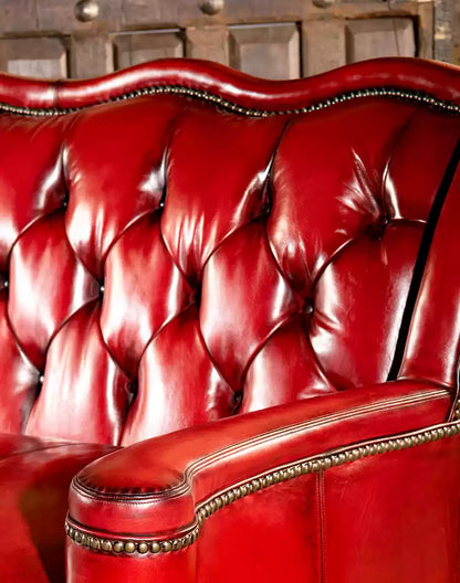 Oakley Red Leather Sofa