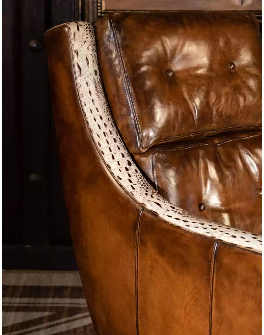 Saddleback Ivory Croc Chair