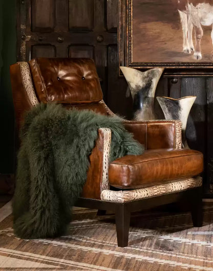 Saddleback Ivory Croc Chair