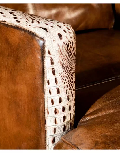 Saddleback Ivory Croc Chair
