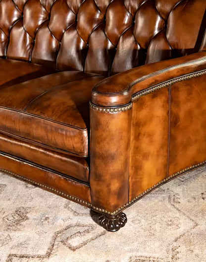 Victoria Tufted Leather Sofa