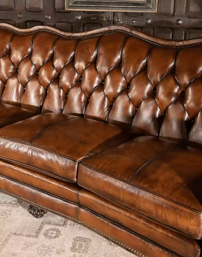 Victoria Tufted Leather Sofa